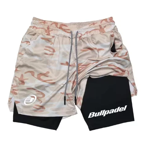Pantalones cortos deportivos de doble capa para hombre, ropa 2 en 1 para correr, entrenamiento de Fitness, Bullpadel