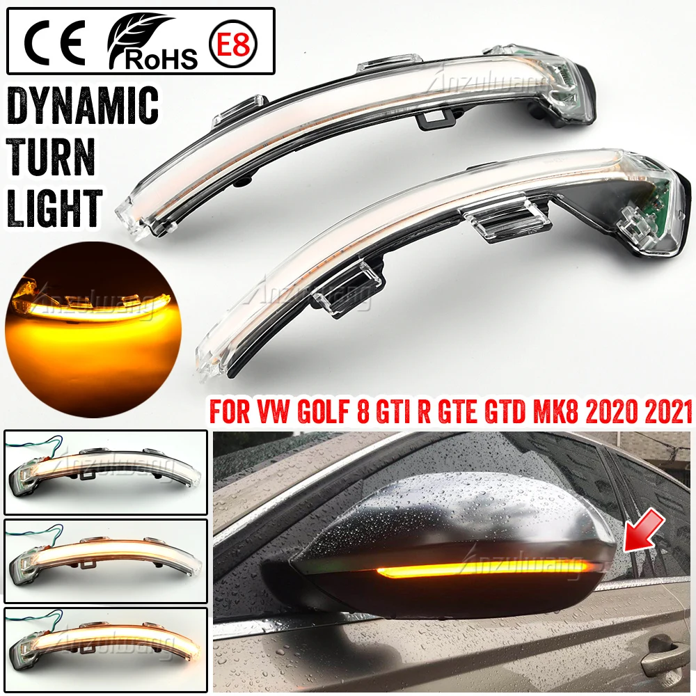 

Dynamic Blinker LED Turn Signal For VW Golf MK8 VIII GTI R 8 Light Mirror Indicator Sequential 2020 2021 2022