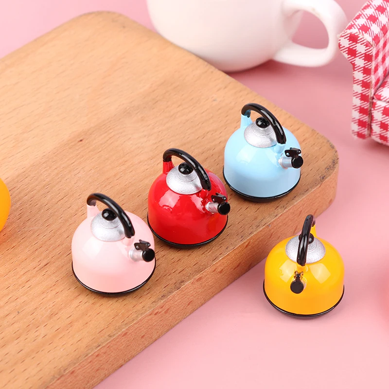 Doll House Decoration 1/12 Mini Alloy Kettle Simulation Teapot Model Toys Dollhouse Miniature Accessories 6