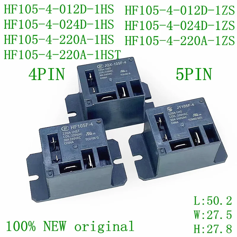 

10PCS 100% NEW Original Relay JQX-HF105F-4 012D 024D 220A 1ZS 1HST -1HS 12V 24V 220VDC JQX-105F-4 012D 1HS 1ZS HF105F-4-220A-1ZS