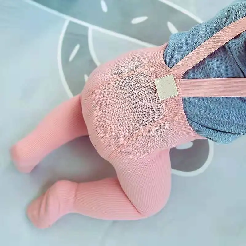 Breathable Infant Kids Suspender Pantyhose Spring Autumn Baby Girls Boys Cute Solid Color High Waist Bandage Overall Leggings knit tights girls pantyhose children stockings suspender leggings