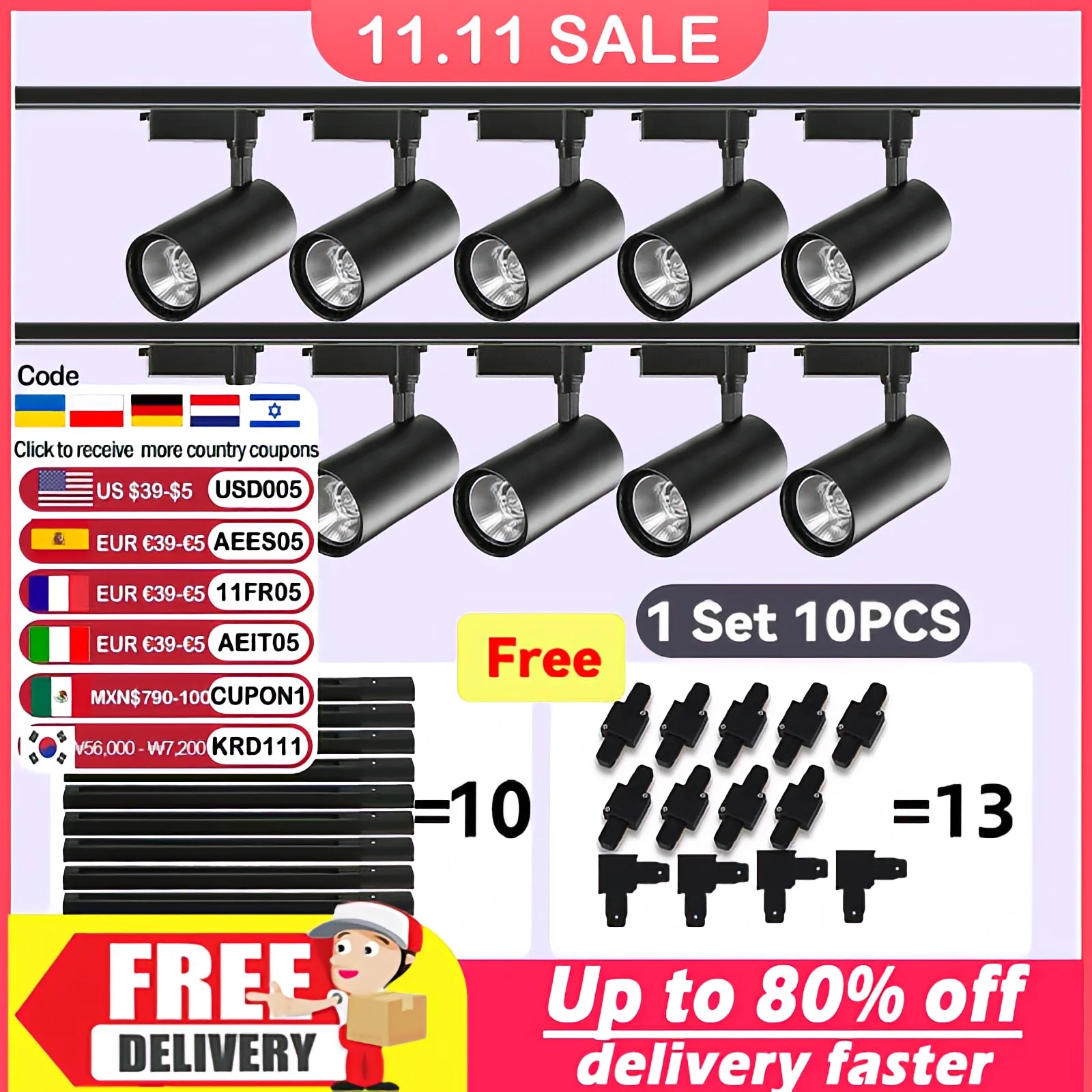 Set Led Track Light Fixture COB Track Lighting Wall Lamp Rail 220V Spot Lights Led track rail Spotlight Clothing Store Shop Home