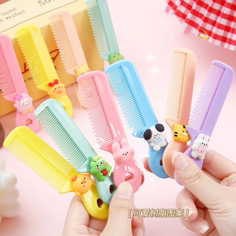 Baby Cute Kawaii Comb for Girls Boys Small Korean Style Cartoon Animal Floral Protable Hair Brushes Kids Hair Accessories Tool