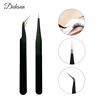 Didesun Stainless Steel Straight and Curved Black Eyelashes Tweezers for False Eyelash Extension Tweezers Fiber Tip Makeup Tools 1