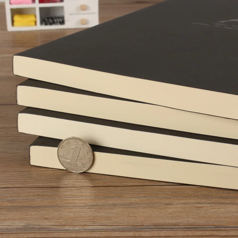 B5 Notebook,Sketchbook 140 Thickened Pages Black Cardboard Cover Blank Inner Pages For Quality Fine Art Painting And Doodle 5