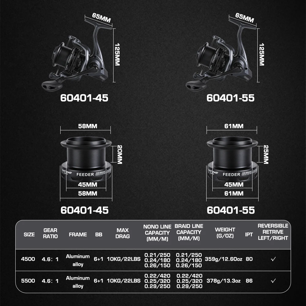 MIFINE FEEDER CONFIDENT Fishing Reel 4500 5500 10KG Max Drag Coil Professional 6+1 BB Worm Shaft System Spinning Feeder Reels spinning fishing reels fishing reels