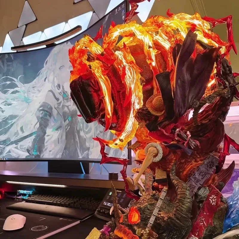 One Piece Gk Anime Figure Luffy With Led Toys Gear 3 Figurine Red Roc Pvc Statue Collectible Model Decoration Birthday Gift