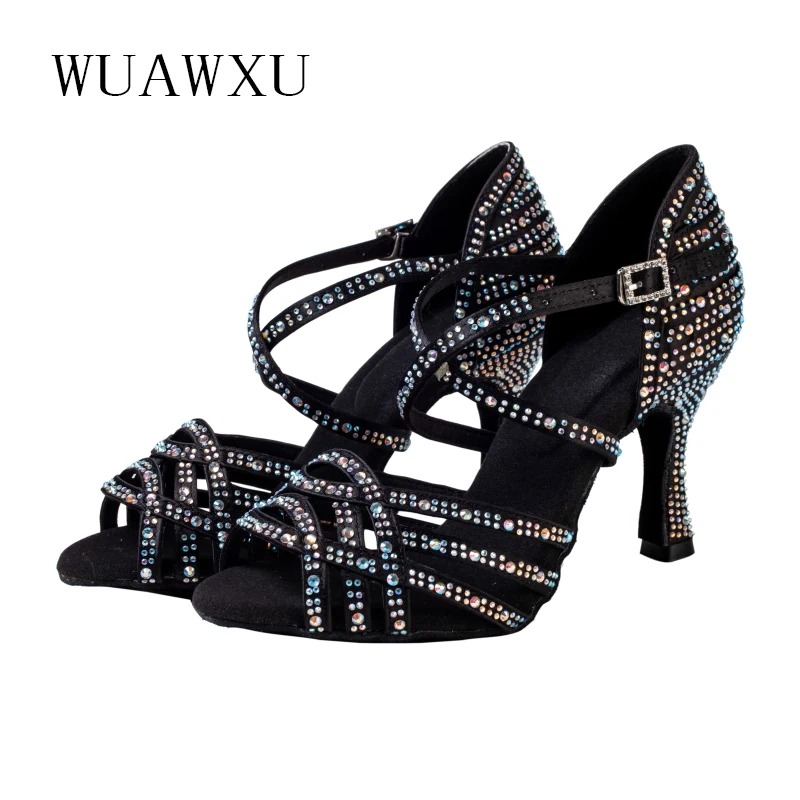 NATASHA Latin dance shoes Black dance shoes Professional dance shoes Rhinestone Latin dance shoes Women's adult dance shoes High 5