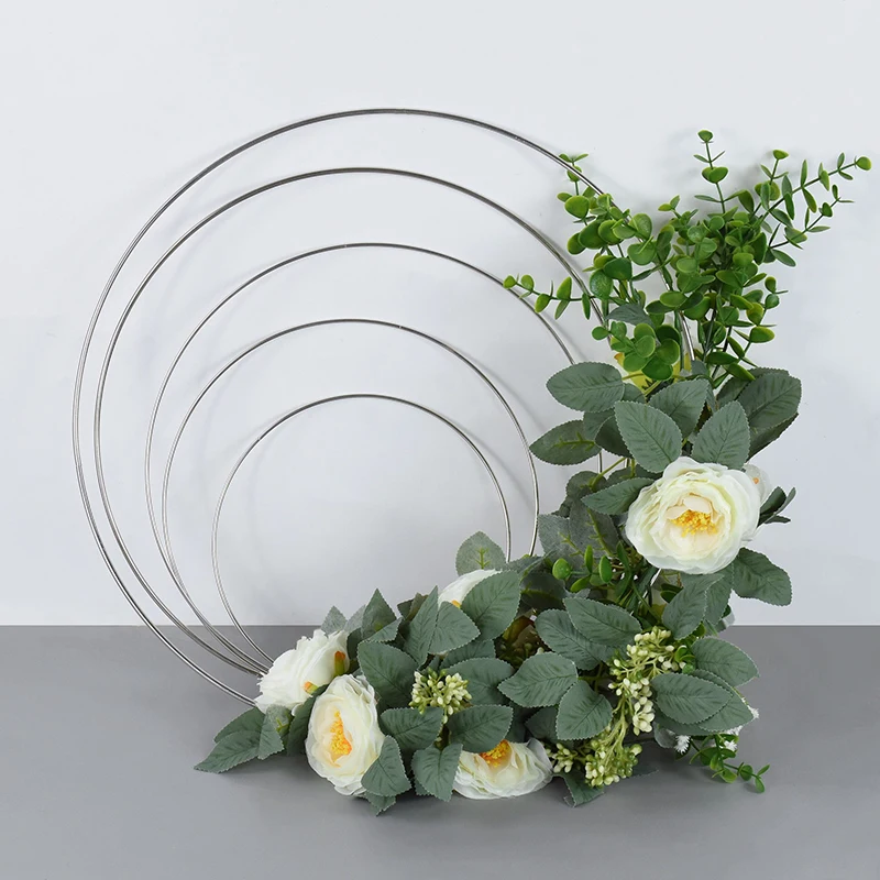 10-40CM Gold Silver Floral Wreath Hoops Metal Frame Wire Ring DIY