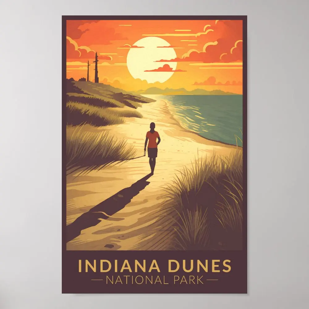 

Indiana Dunes National Park Travel Art Vintage Poster Poster Mural Picture Funny Decor Home Painting Modern Print No Frame