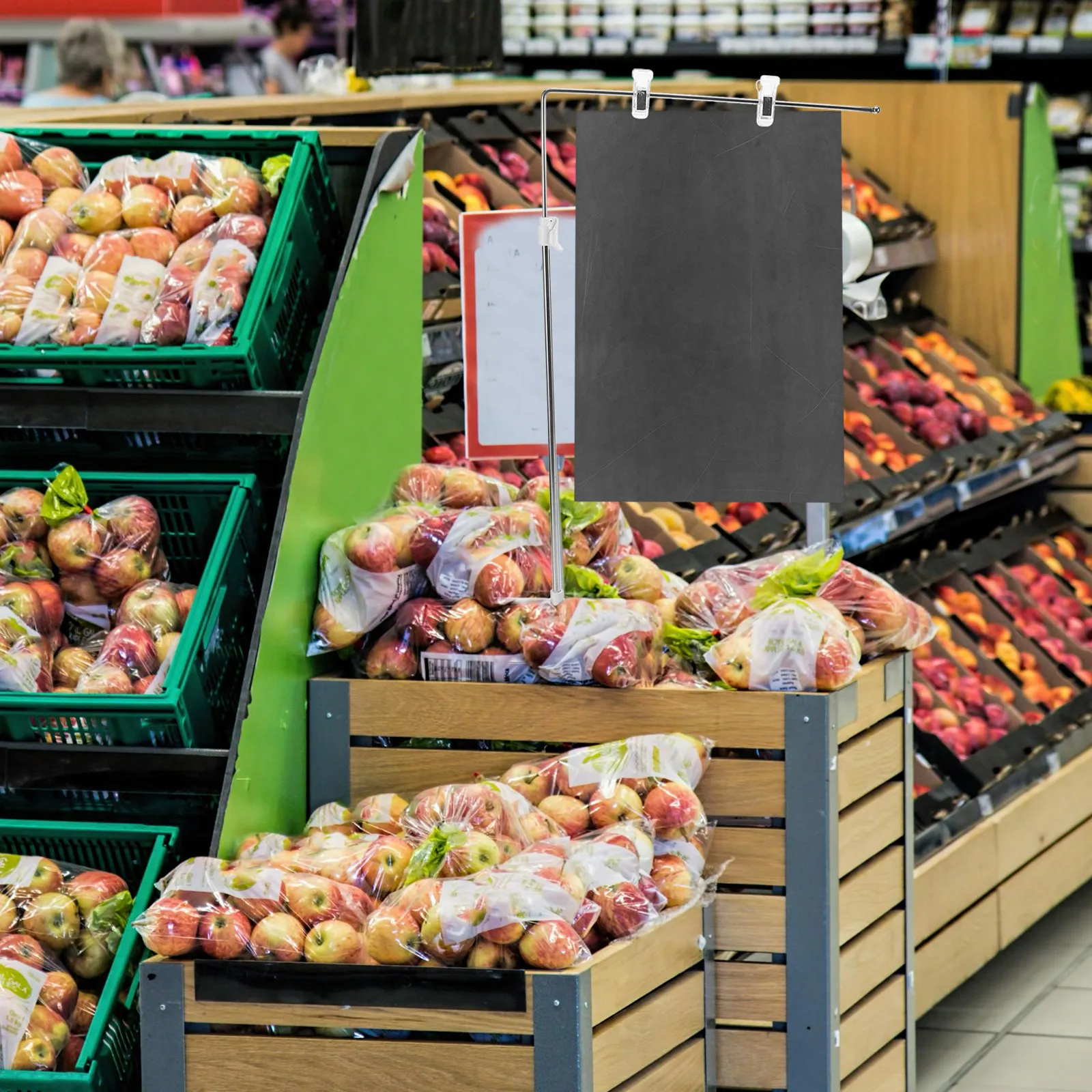 스테인리스 스틸 데스크탑 배너 스탠드 포스터 홀더 디스플레이 랙 공간 절약형 모던 디자인 (슈퍼마켓, 사무실, 상점용)