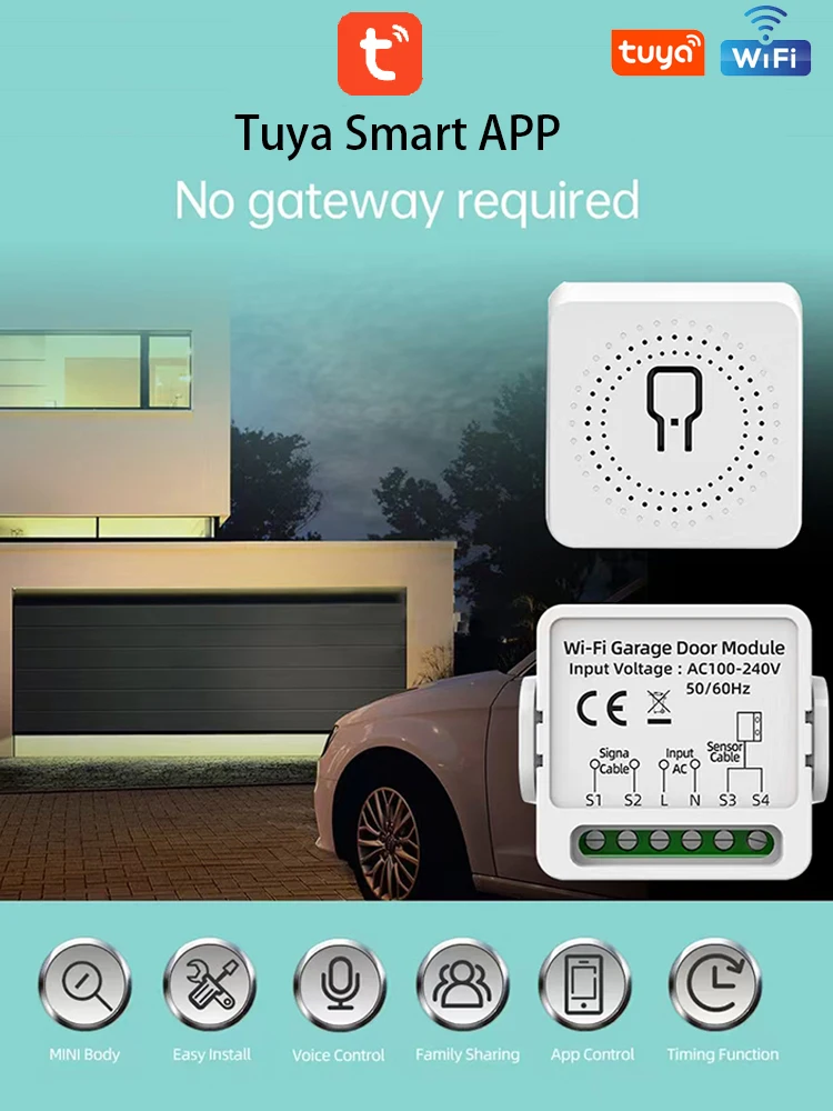 WG01 Smart Tuya WiFi Garage Door Opener Module Gate Remote Control Smart Life AP