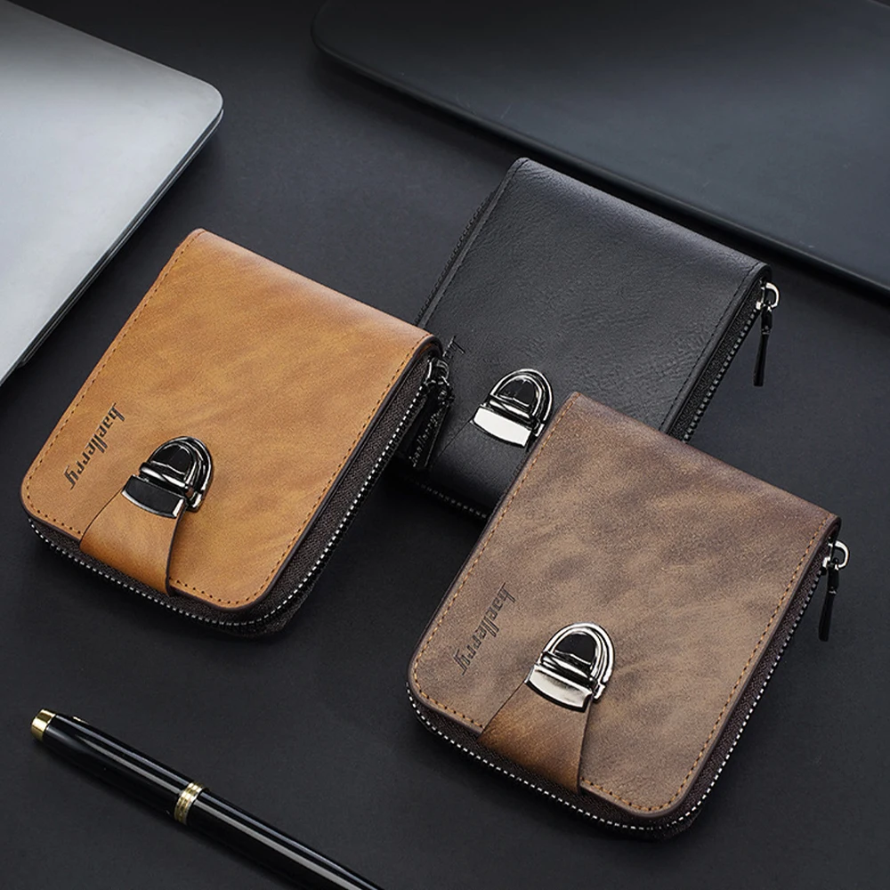 1Pcs/Baellerry Men's Short Wallet with 8 Card Slots + 2 Cash Slots, Snap-Button Coin Pocket, Multifunctional Large-Capacity Card Holder