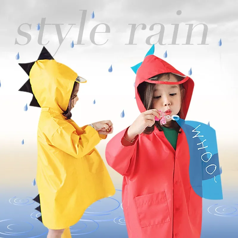 Cute Dinosaur Polyester Baby Raincoat Outdoor Waterproof Rain Coat Children Impermeable Poncho Boys Girls Rain Jacket