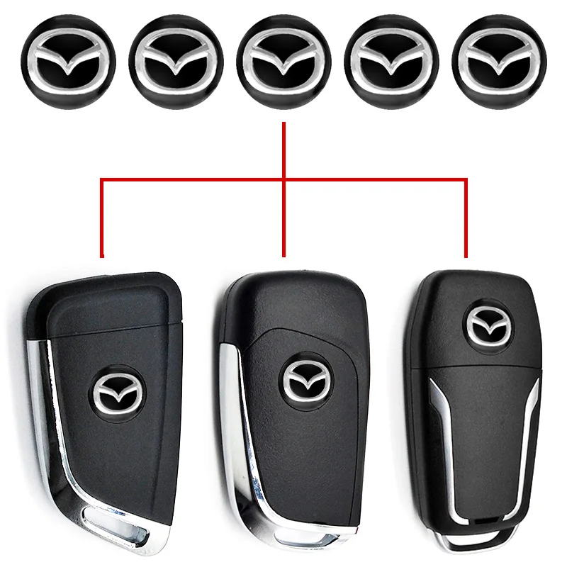 마쓰다 2 3 6 아텐자 3 BK BL 5 CR CW 6 II GH CX-7 ER MX-5 NC 자동차 액세서리용 5/10개 14mm 리모컨 키 엠블럼 로고 스티커