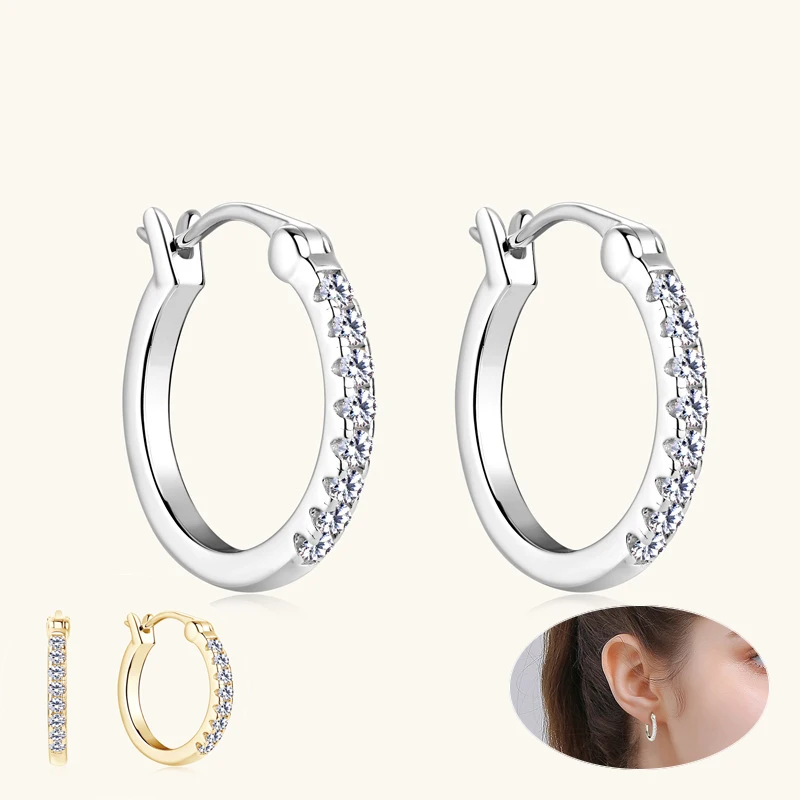 

Apaison Women Gold Plated 1.8 mm Moissanite Ear Studs 100% 925 Sterling Silver Stud Earrings Bridal Gifts Wholesale