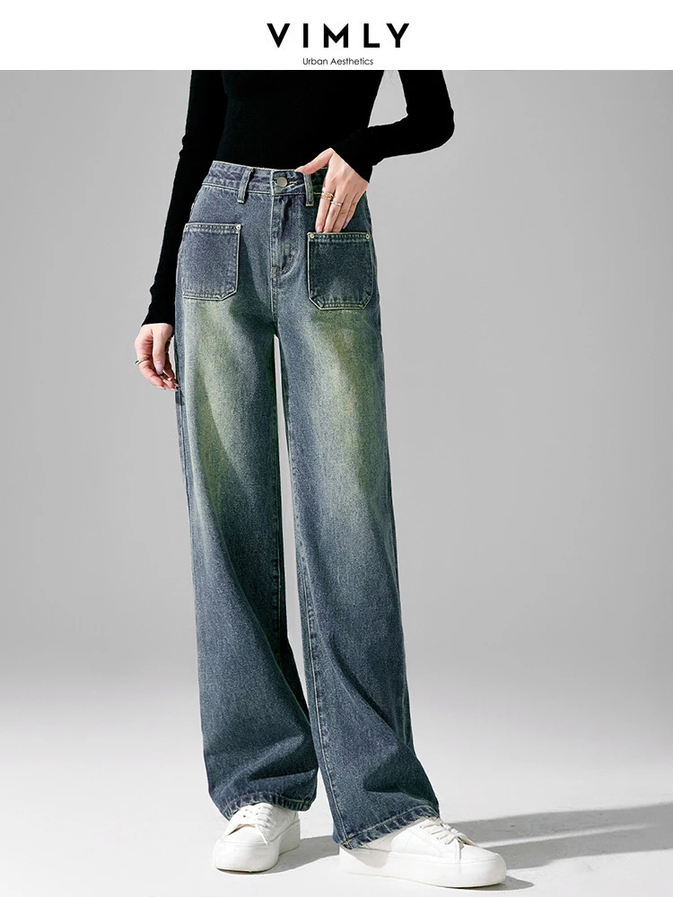 VimlyWomensVintageJeansHighWaistCottonDenimBaggyPants2023