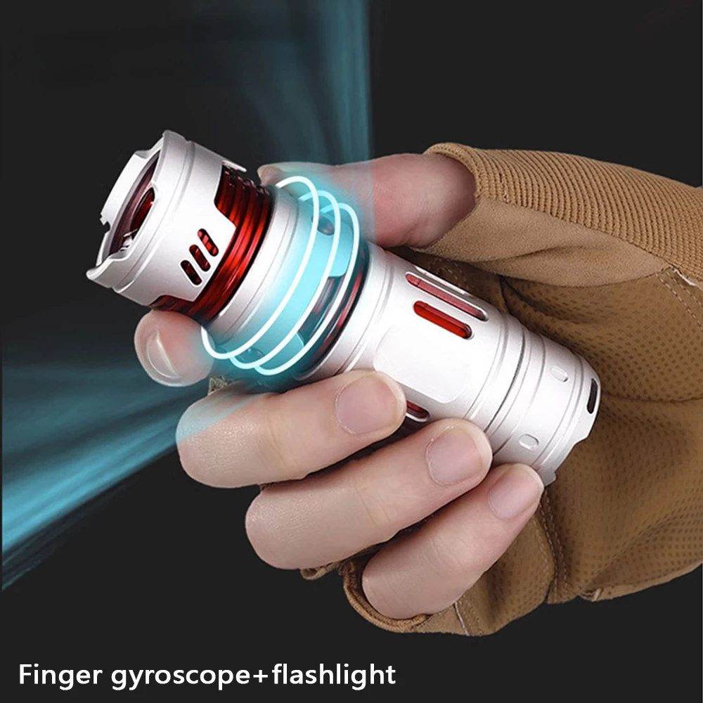Finger Gyroscope+flashlight XPG LED Flashlight USB Rechargeable Waterproof Torch Built In Battery Portable Camping Lighting