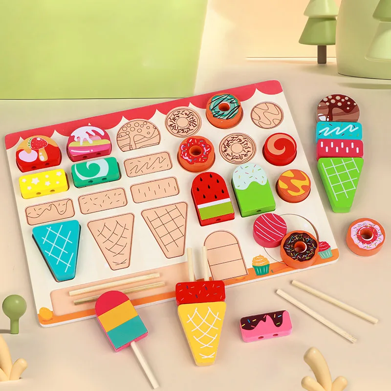 Montessori Wooden Pretend Play Kitchen Toys Dessert Puzzle Toys Simulation Barbecue Pretend Role Indoor Game For Toddlers Age 3+ kitchen toys pretend kitchen toys pretend food toys