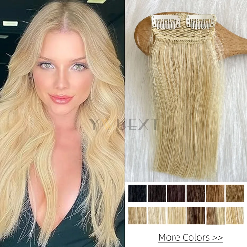 Mini Clip In One Piece Hair Pad On Both Sides Real Natural Human Hair Remy For Women 2Clips in Human Extensions
