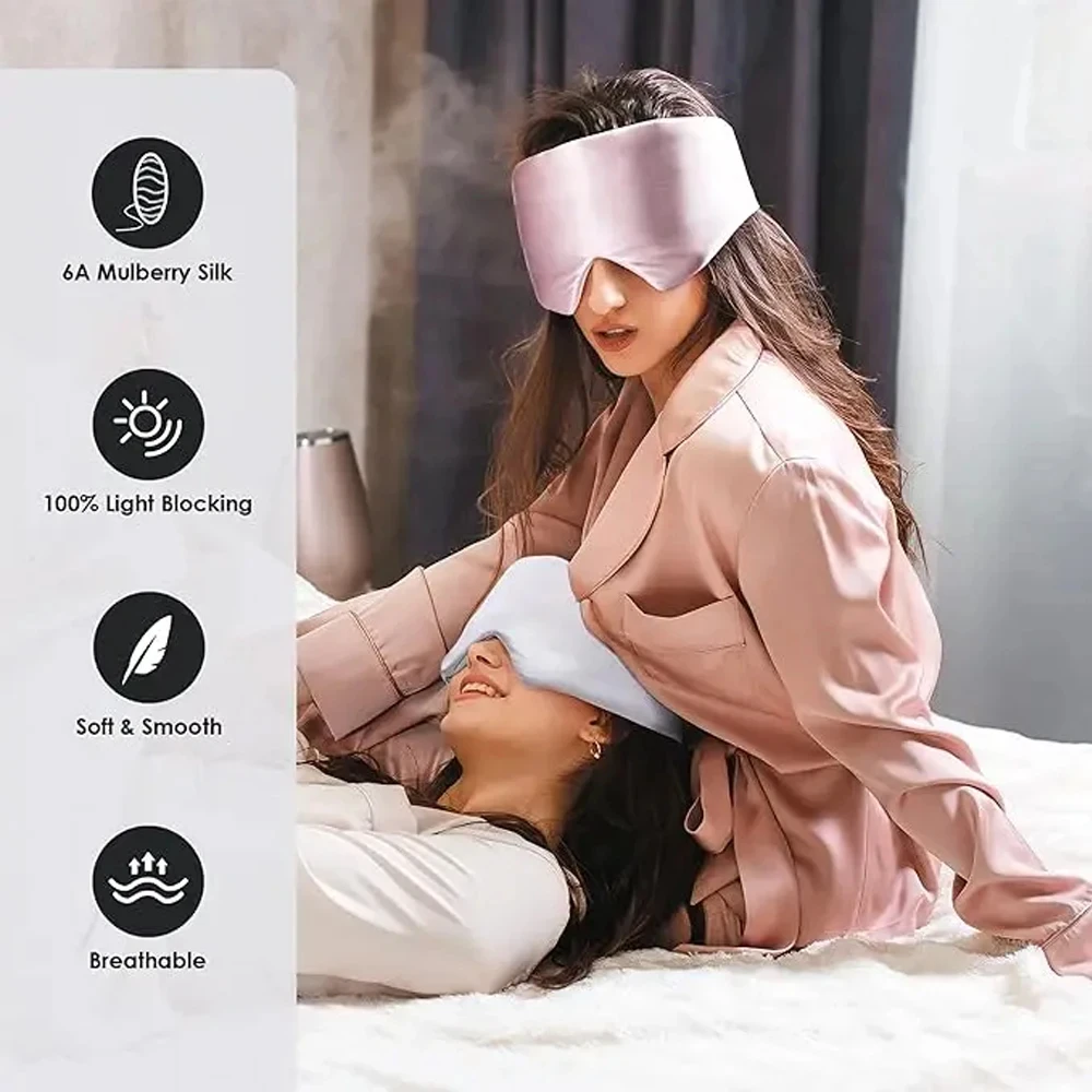 Natural Mulberry Silk Sleeping Mask Silk Eye Patch Eyeshade Portable Travel Eyepatch Nap Eye Cover Soft Blindfold Smooth