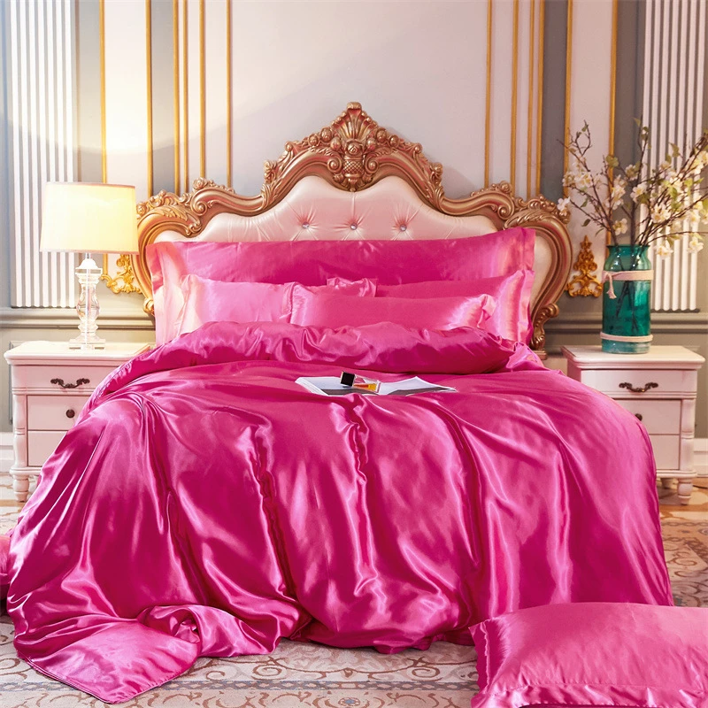 High-End Home Faux-silk Satin Bedding Set Luxury Single Double Duvet Cover Set High Quality King Queen Size Bedding Sets Bed Set