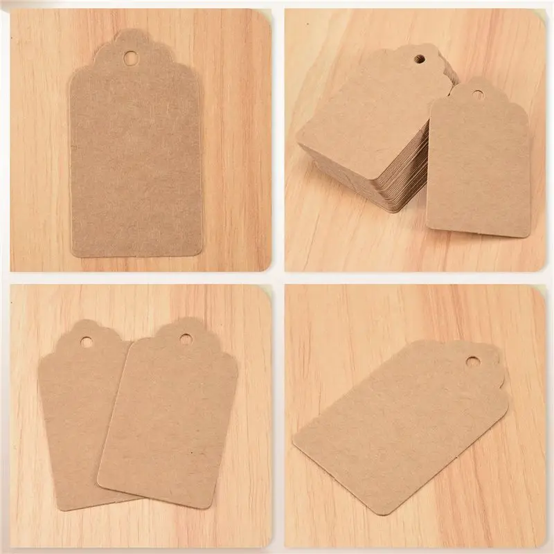 ABJN-Rustic 40Mmx70mm 물결 모양 크래프트 종이 카드, 빈 갈색 태그, 결혼식 선물, 선물 태그, DIY 태그, 수하물 태그, 가격표 - 소형