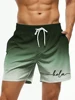 Fashion Letter Design Mens Print Shorts Summer Men's Swim Trunks Elastic Waist 3D Print ‘Hola’Graphics Gradient Breathable Short 5