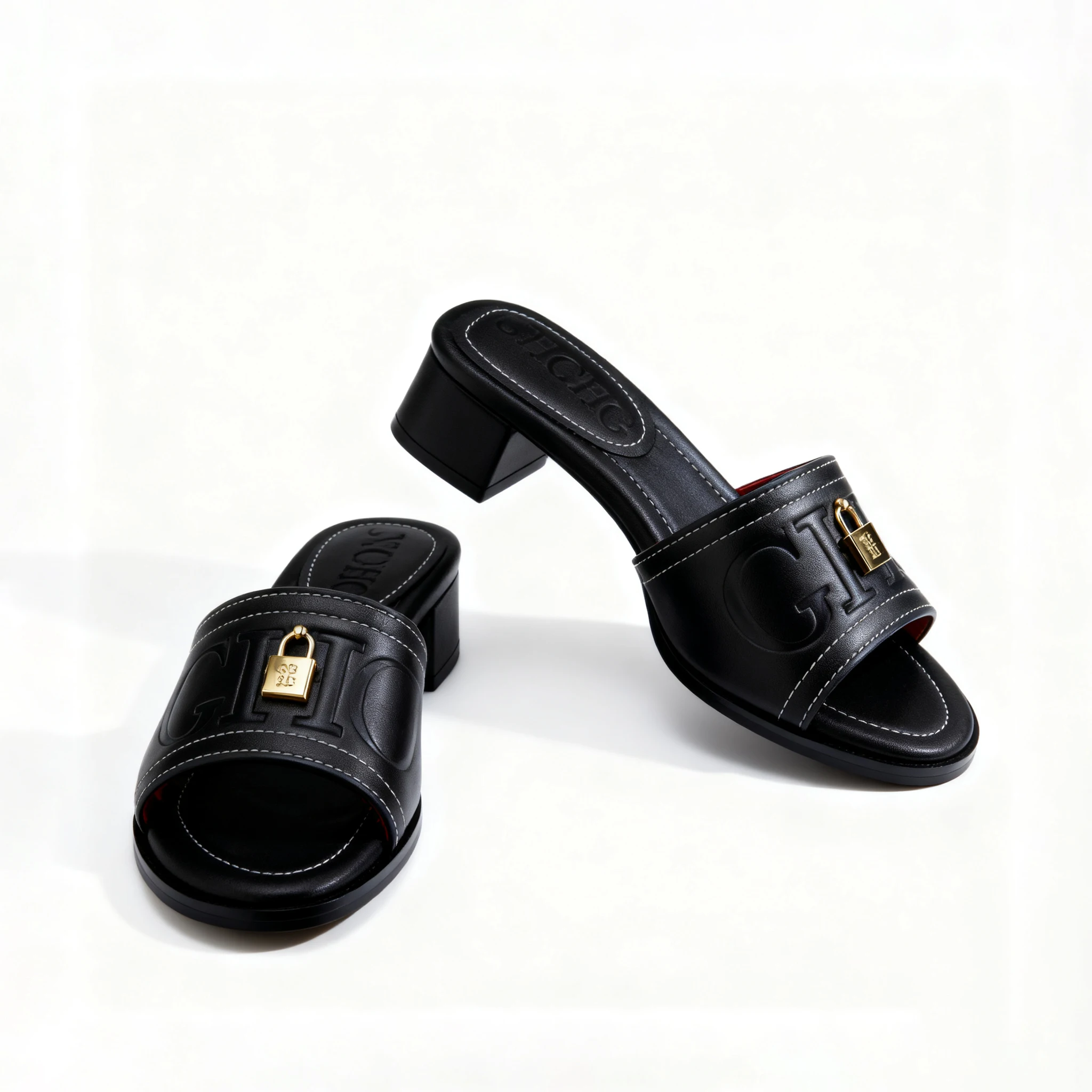 شوب حذاء كعب عالي أسود جلد