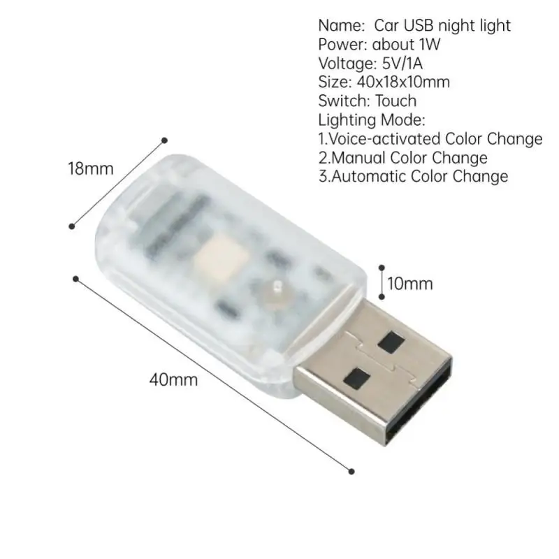 Mini LED Night Light USB Car Light LED Atmosphere Auto Ambient Nightlight Neon Interior Lamp Emergency PC Mobile Power Charging Book Light