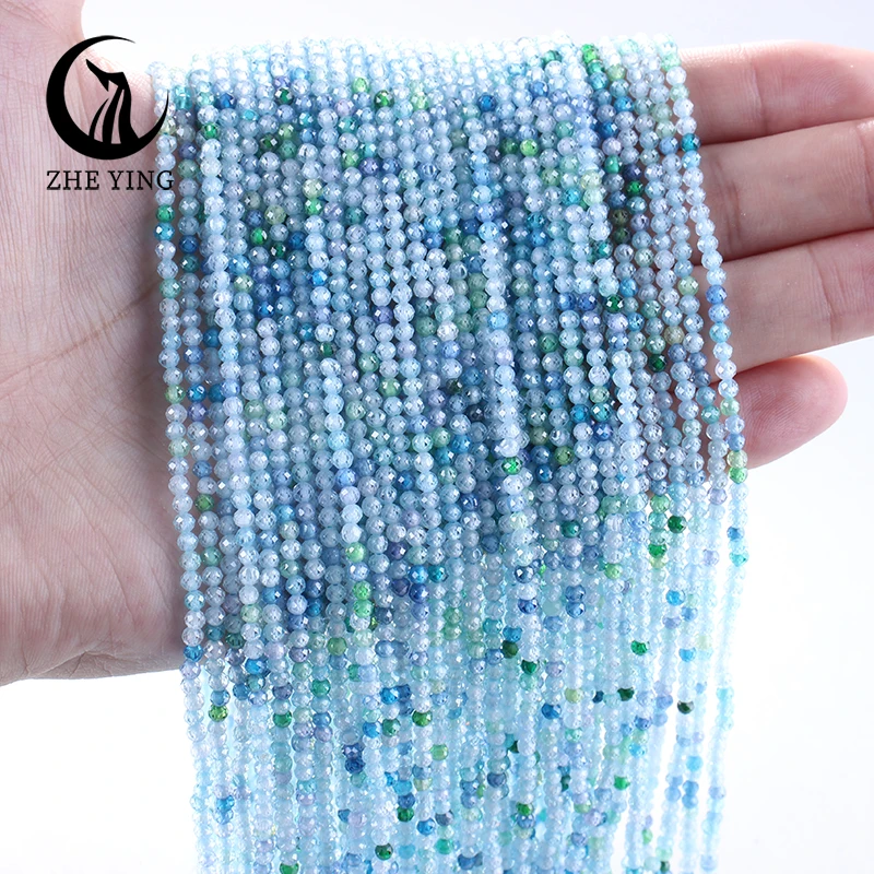 Elegant Matte Sea Blue Zircon Beads