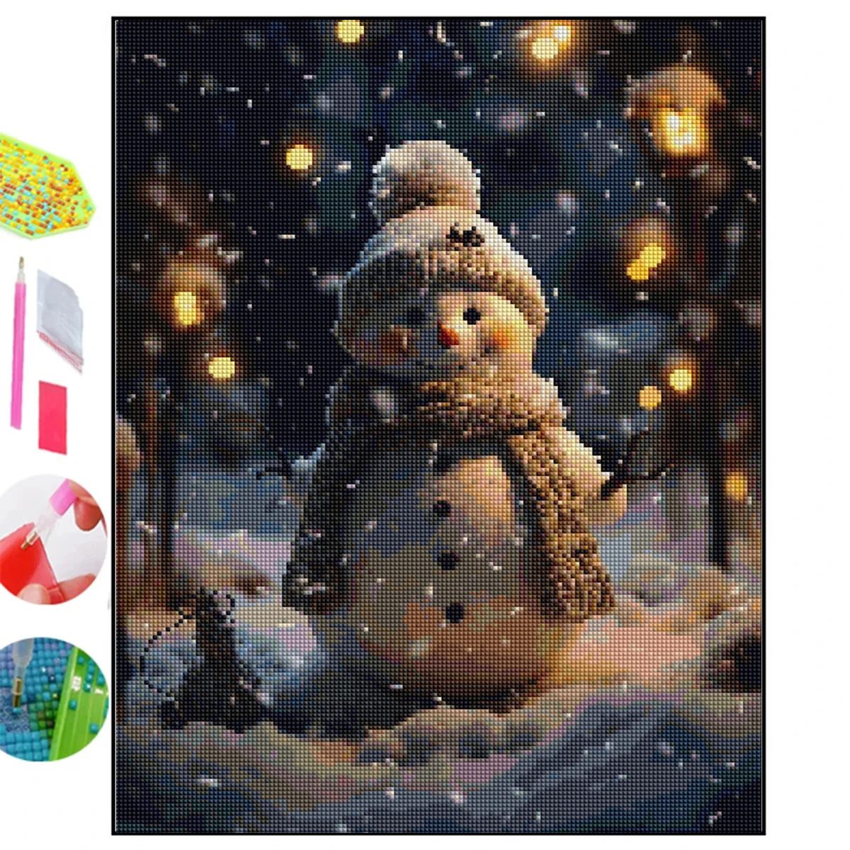 Christmas Scenes Diamond Painting Kits, Snowman Diamond Art Kit