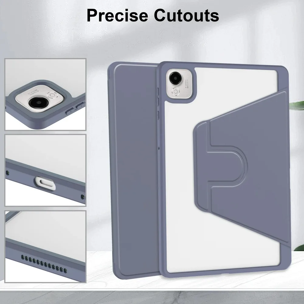 Premium 11.5 Acrylic Back Tablet Case with 360° Rotating Stand and Pencil Holder