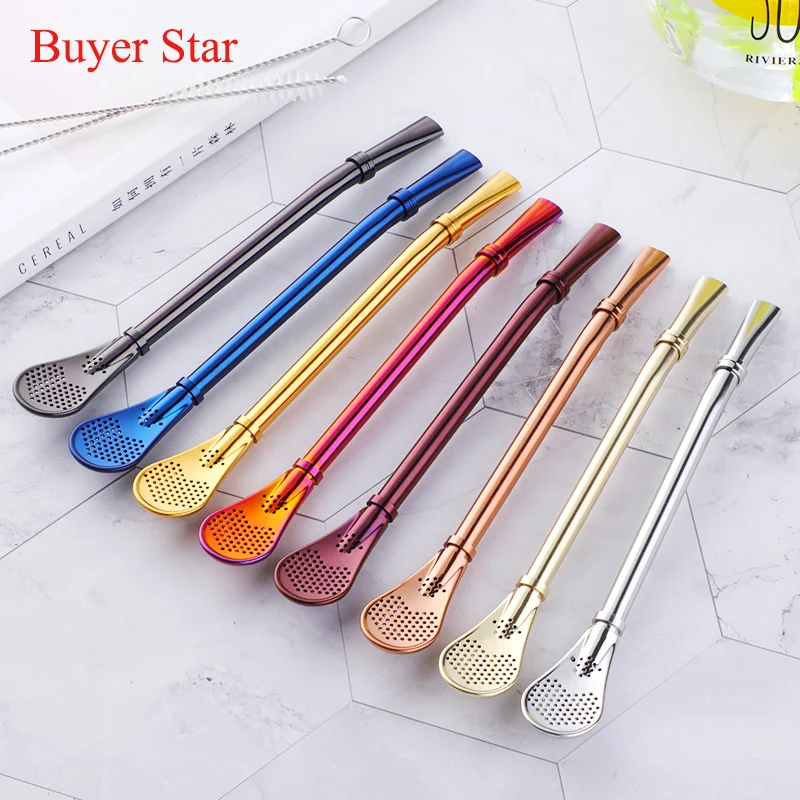 1 piece Brush Yerba Mate Straw Filter 304 Stainless Steel Bombilla Reusable Drinking Straw Metal Tea Tools Bar Accessory drinking straws metal straw set metal straws stainless steel straw