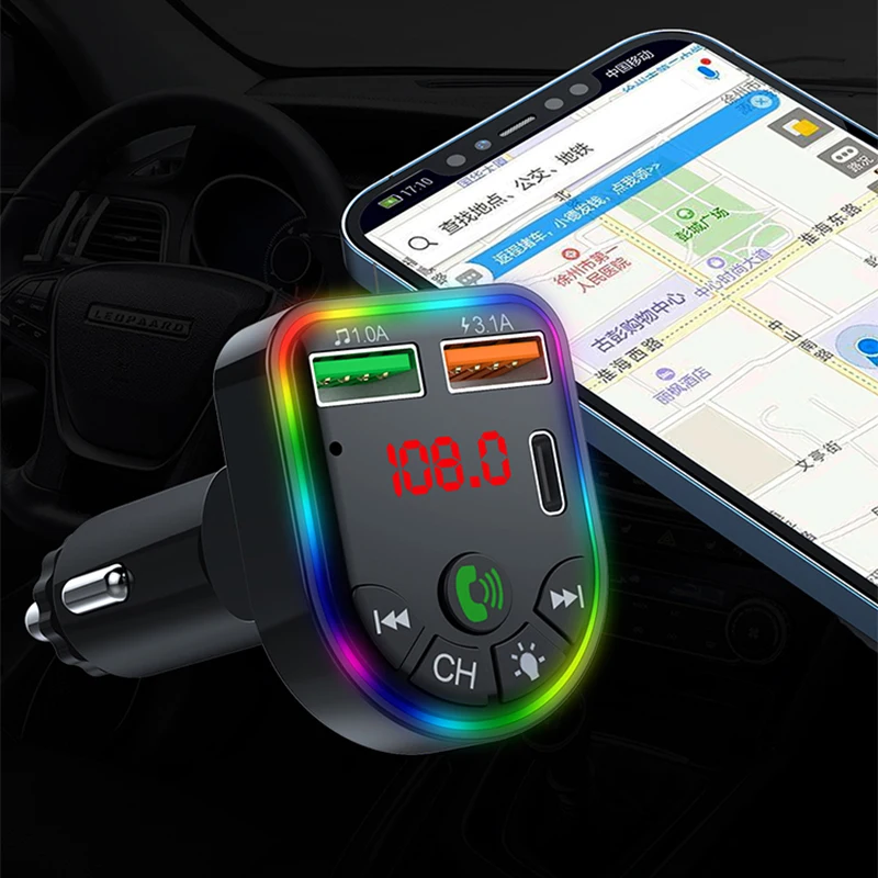 FM Transmitter Bluetooth Audio Adapter Car MP3 Player Bluetooth Music Player Car Bluetooth Adapter Type-C Dual USB Car Charger MP3 Music Player 5.3 FM Transmitter Handsfree Calling Audio Adapter