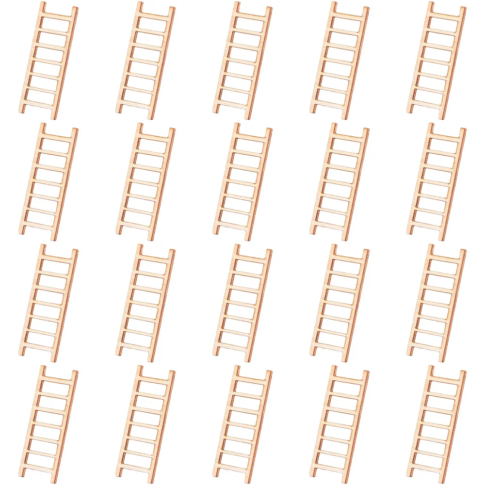 

20 Pcs House Small Staircase Ornaments Wooden Stairs Mini Ladder Accessories Landscape Model Miniature Ladders Decor