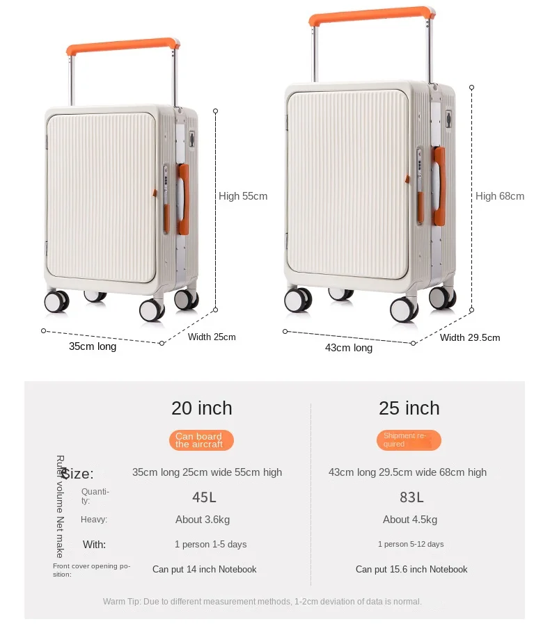20/25 inch Wide Handle Suitcase for Travel Draw-Bar Luggage