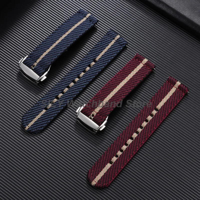Woven Nylon Canvas Quick Release Watch Band with Folding Buckle