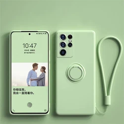 Shockproof Silicone Magnetic Ring Holder Phone Case - Premium Protection Cover for Samsung Galaxy Devices (Light green)