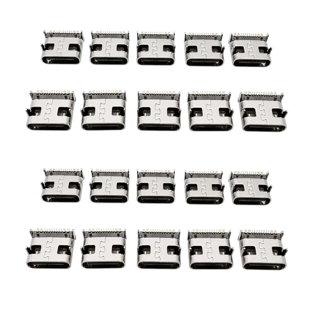 

20Pcs USB Type C 3.1 SMT Female Socket Connector 16 Pin SMD USB Type-C Socket Plug Charging Port Soldering Connector DIY Repair