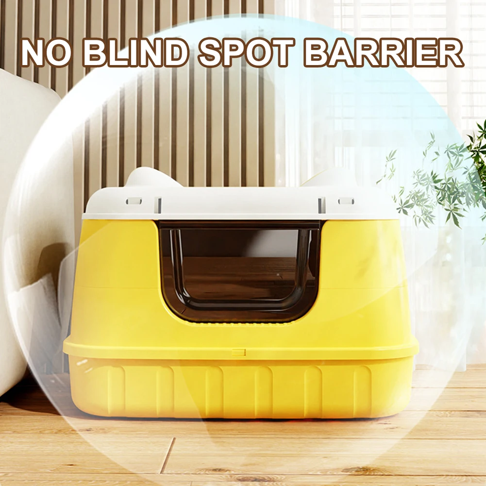 Large Cat Litter Box Enclosed Cat Bedpans Anti Splashing Cat Litter Pan with Handle Litter Tray for Larger Cat Breeds 2