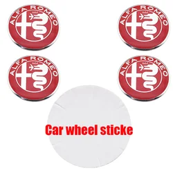 Alfa Romeo 3D Car Emblem Wheel Center Hub Badges - 4pcs Dust - Proof Styling Accessories for 60mm wheel sticker (Alfa red)