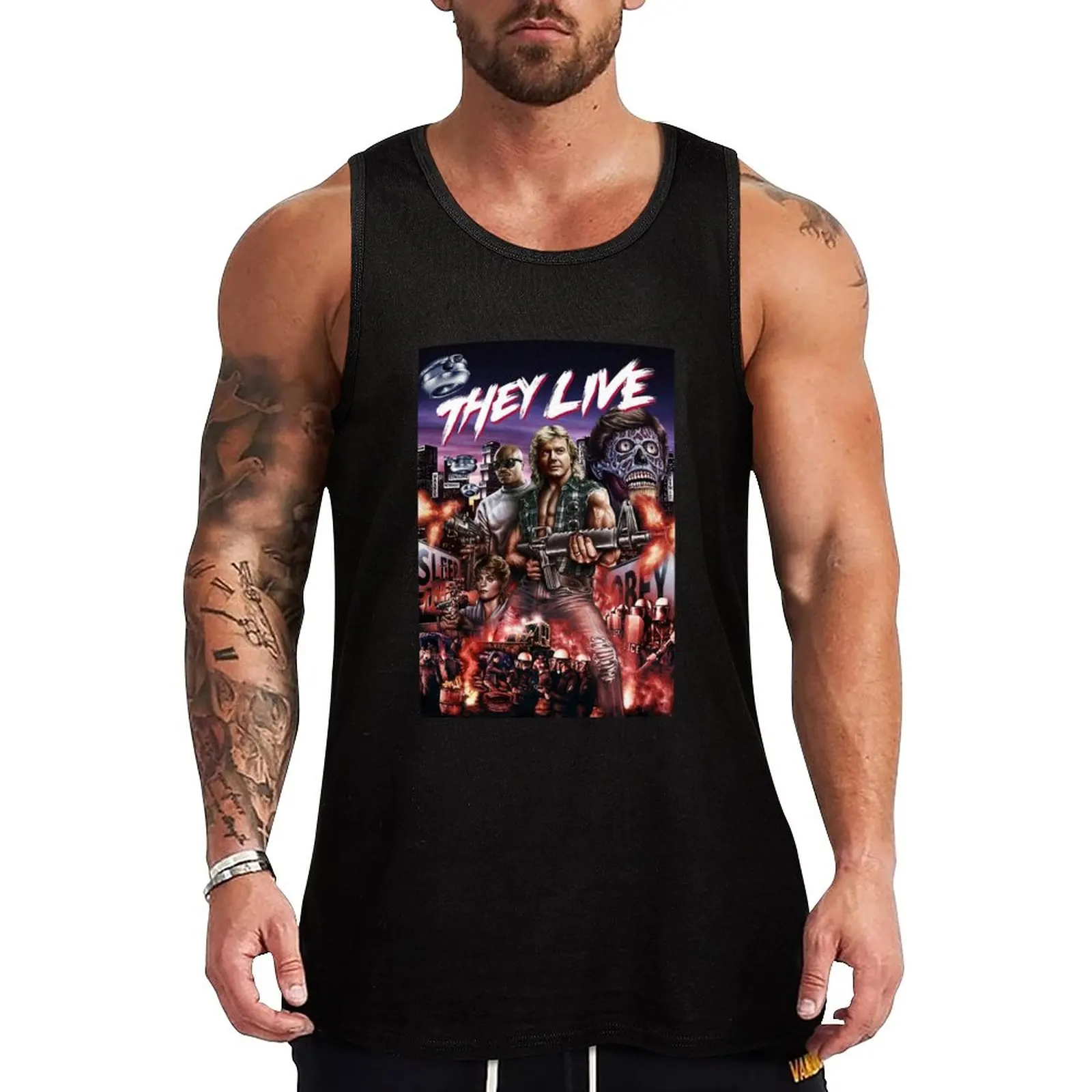 

New Music Vintage Retro They Live Halloween Holiday Tank Top Men's summer t-shirt Gym man bodybuilding men