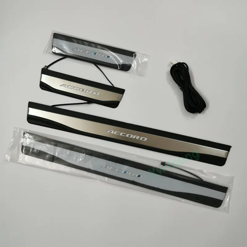 Car Styling Stainless Steel Led Door Sill Scuff Plate Guard Sills