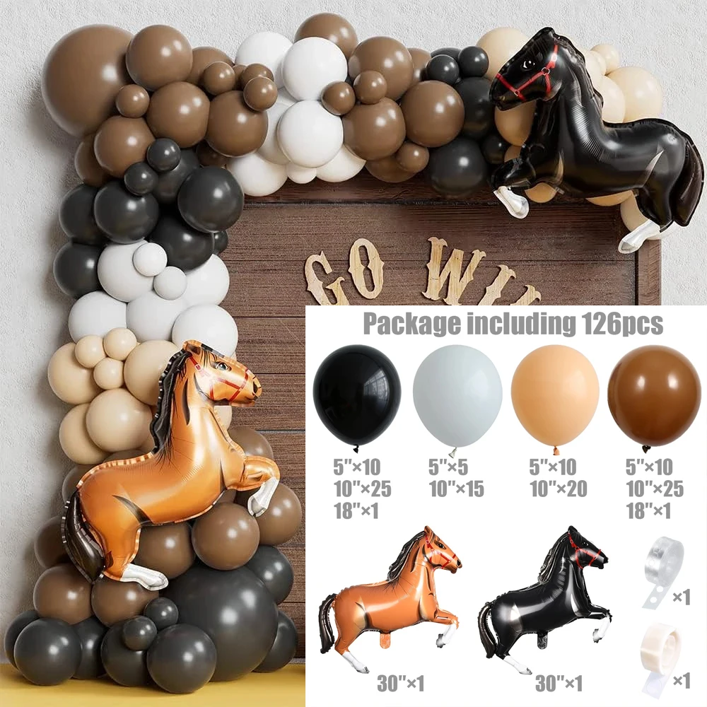 Lot De 12 Ballons D'anniversaire Cheval/cowboy - Décoration Fête Western Pour Enfants - Rouge, Marron, Beige