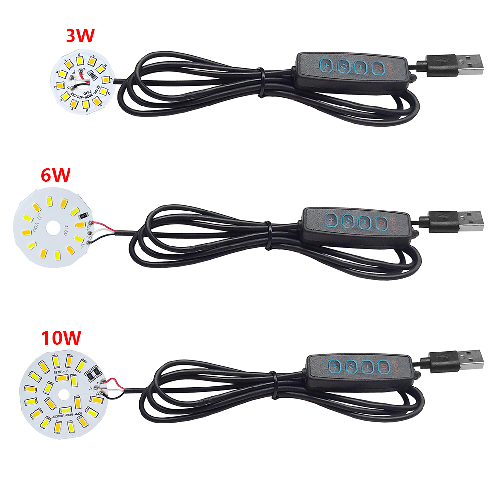 1PCS USB Plug DC5V LED lights Online Switch Dimming Controller With 1.5Meter Cable 3W 6W 10W 3000K+6500K Light Board .