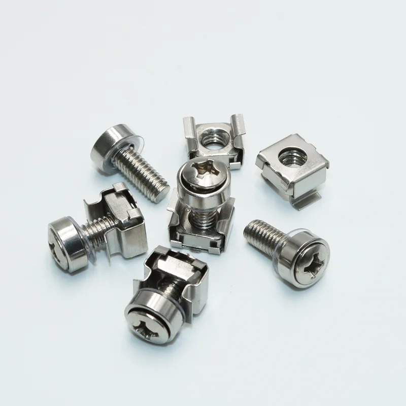 304 Stainless Steel Network Storage Server Cabinet Screw M5 M6 x 16 Rack Mount Cage Nut Bolt and Washer for Chassi Shelve Router