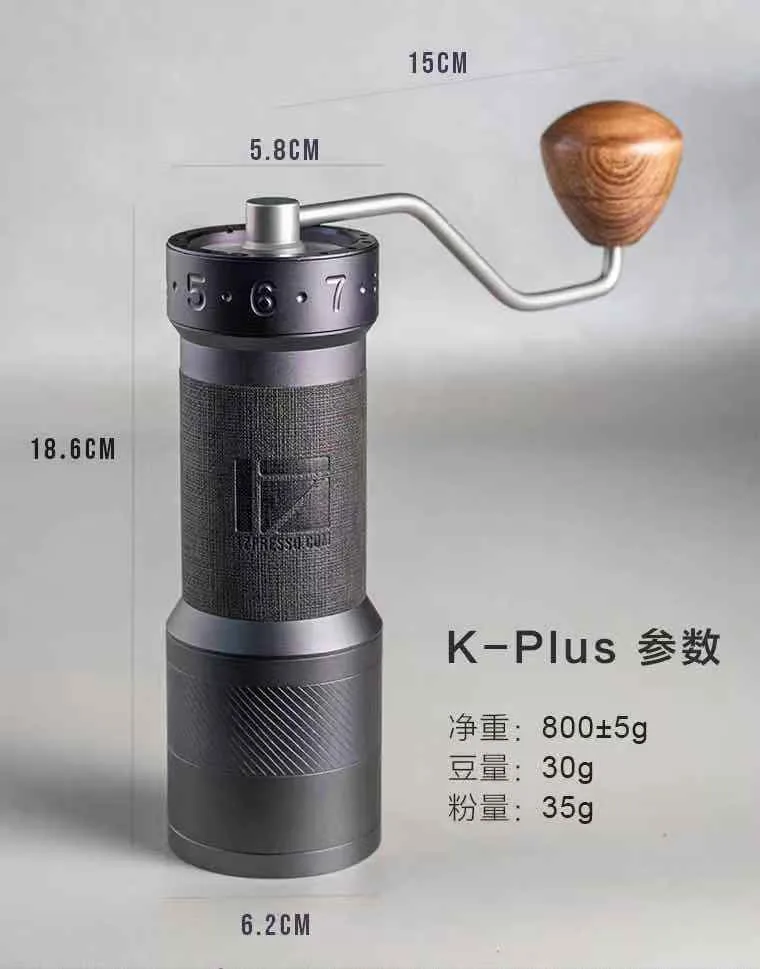 Scedf1b84e7574b11831242849696e02eh 1Zpresso KPLUS Aluminum Burr Grinder Manual Coffee Grinder Stainless Steel Adjustable Coffee Bean Mill Mini Bean Milling