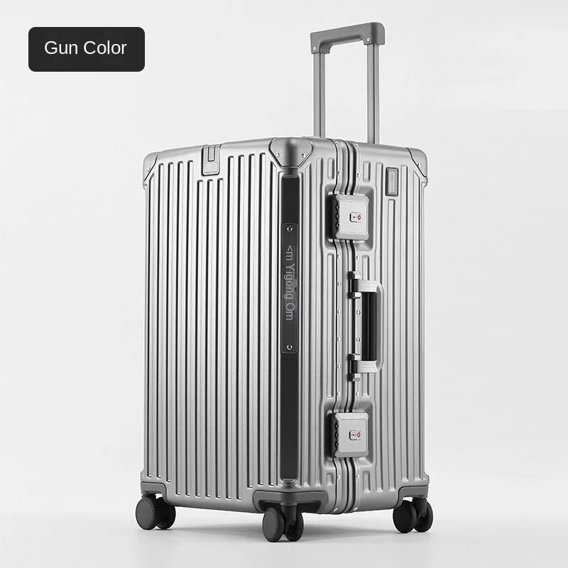 Suitcase Large Capacity  Aluminum Frame Portable Trolley Case USB Charging Business Travel Luggage Carrying case with cup holder