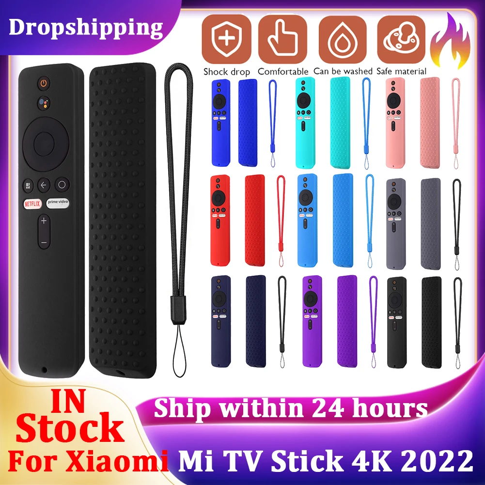 Silicone Remote Control Cases With Lanyard For Xiaomi Mi Tv Stick 4k 2022 Dustproof Shockproof